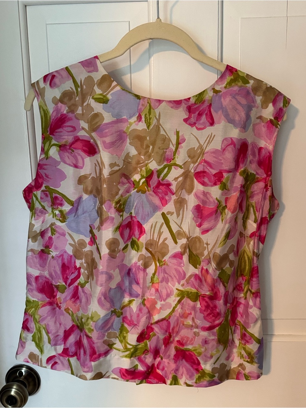 VTG ILGWU union made Floral Blouse Pink Multicolor Sz 16/M